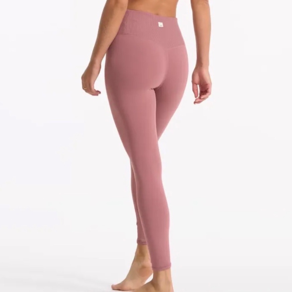 Vuori Rib Studio Leggings Women Small Mauve Pink High Rise 7/8